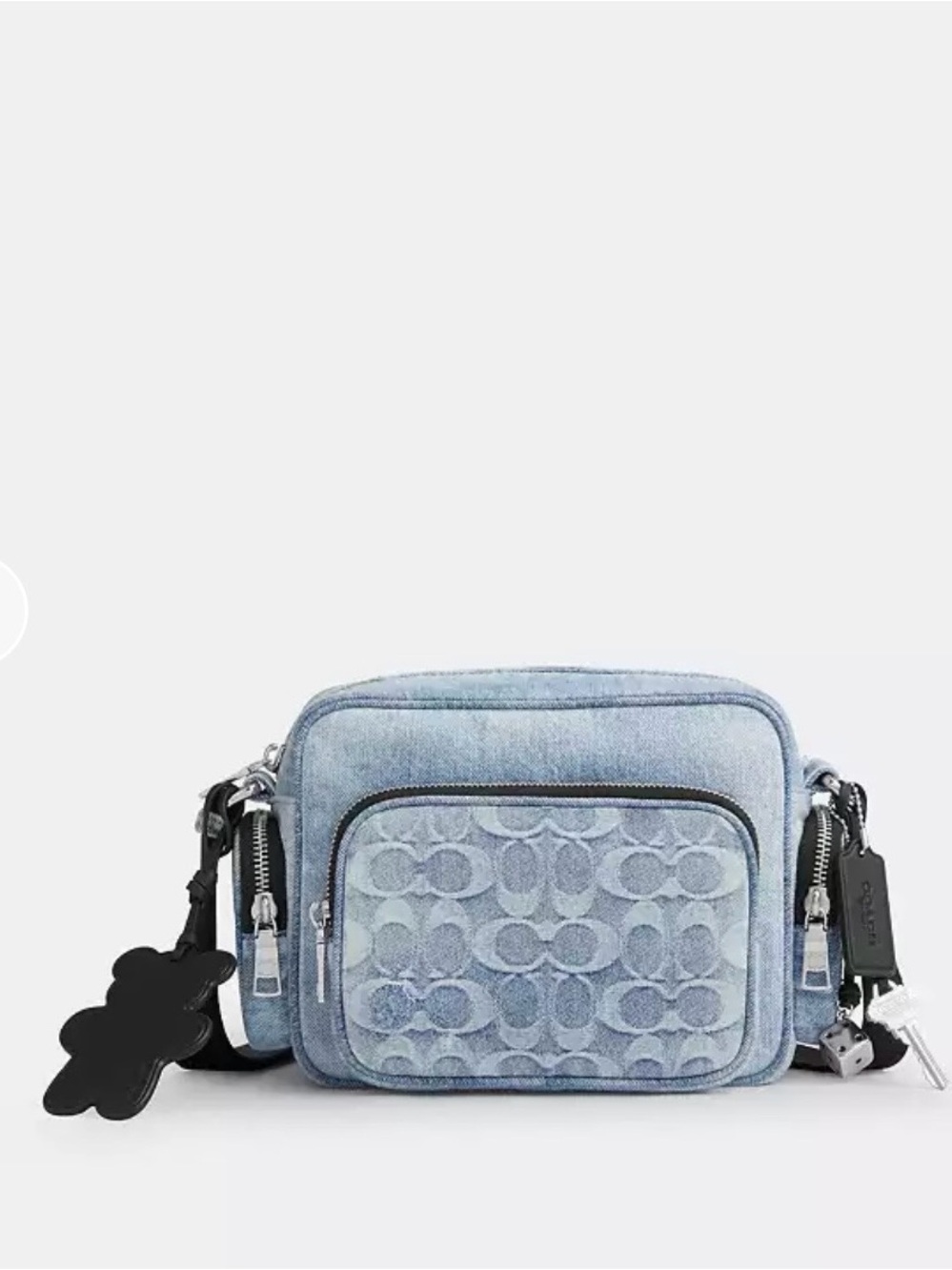 Coach Fletcher Denim Signature Crossbody Bag in Light Blue